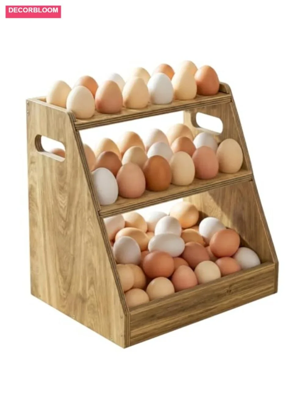 3-Tier Wooden Egg Holder Countertop Basket Holds 80 Eggs Farmhouse Kitchen